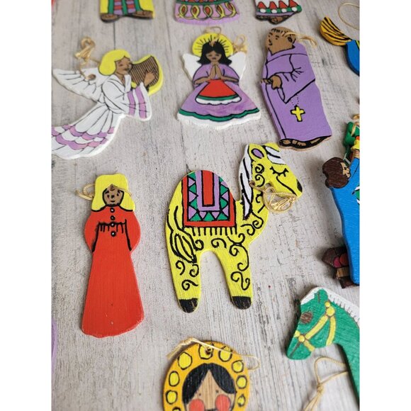 Wooden 3 kings angel tree horse solider star variety ornament‎ Xmas set - Picture 4 of 12